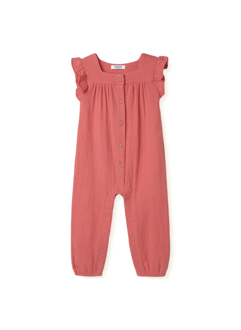 نوتيناتي Nautinati Girls’ Ruffle Sleeve Sleepsuit |Textured Cotton| Age 3 - 24 Months