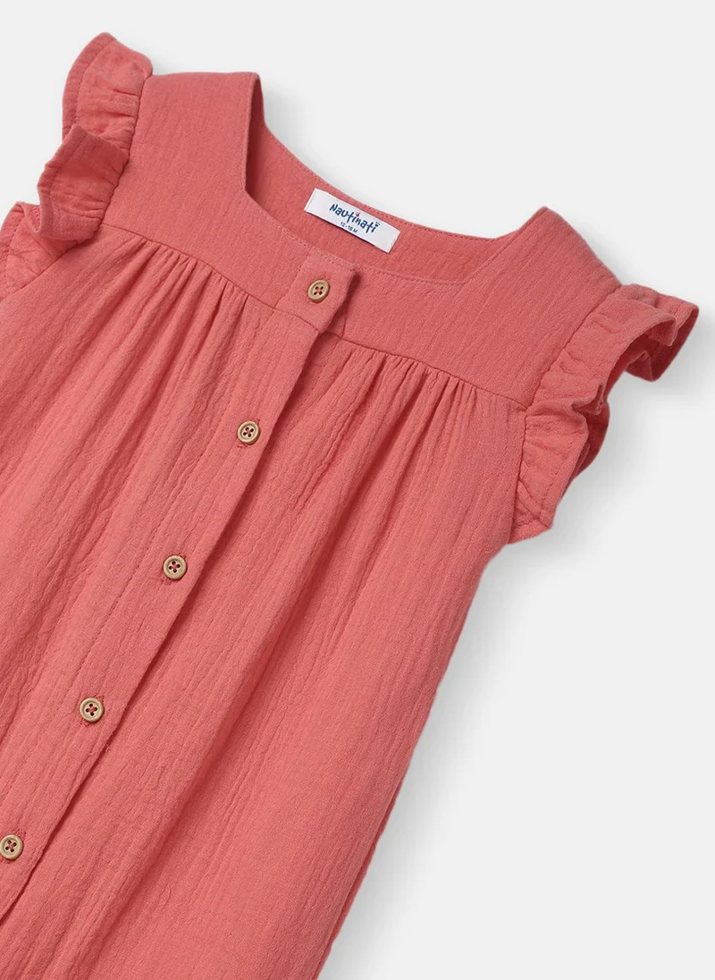 نوتيناتي Nautinati Girls’ Ruffle Sleeve Sleepsuit |Textured Cotton| Age 3 - 24 Months