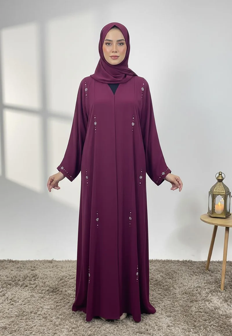 النخبة Dania Scattered Bead Abaya – Nida Fabric-855