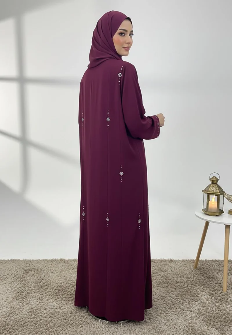 Nukhbaa  Dania Scattered Bead Abaya – Nida Fabric-855 for Women | Best Price UAE