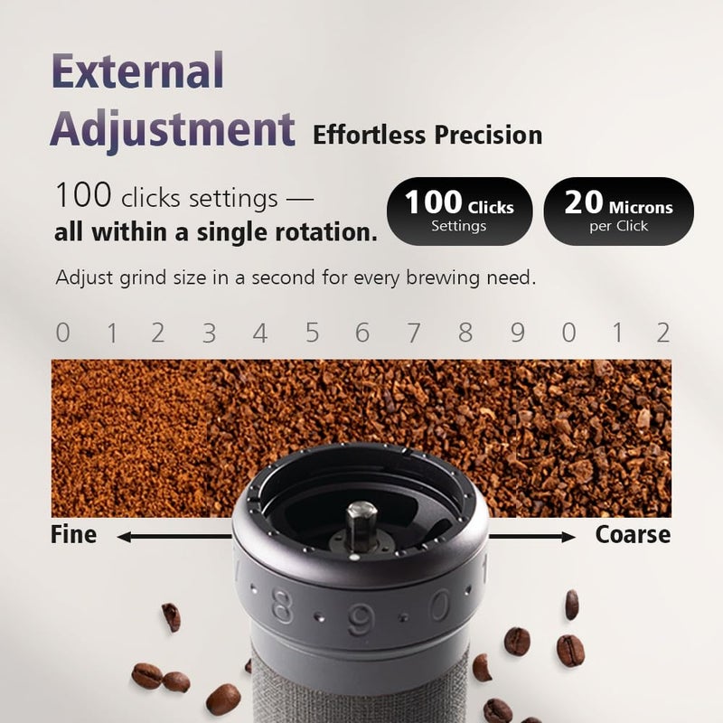 1ZPRESSO 1Zpresso K-Ultra Manual Coffee Grinder Iron Gray with Carrying Case, Assembly Consistency Grind Stainless Steel Conical Burr, Foldable Handle, Numerical External Adjustable Setting, All-Round Grinder  - Image 2