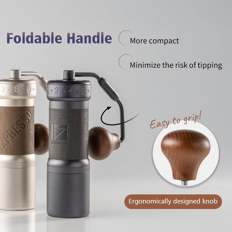 1ZPRESSO 1Zpresso K-Ultra Manual Coffee Grinder Iron Gray with Carrying Case, Assembly Consistency Grind Stainless Steel Conical Burr, Foldable Handle, Numerical External Adjustable Setting, All-Round Grinder  - Image 5