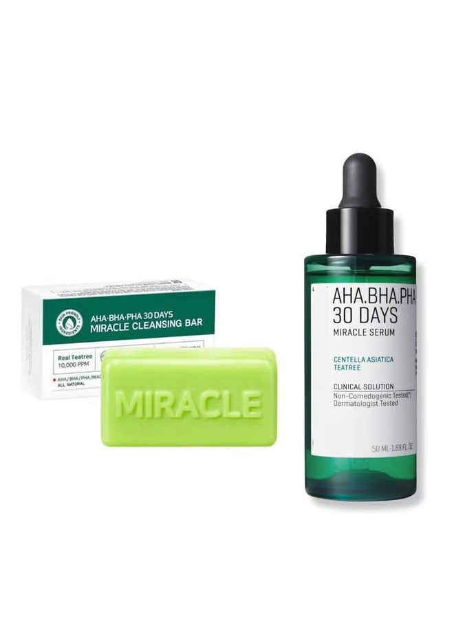 آها مجموعة مكونه من قطعتين سيرم ميراكل 30 دايز +قالب صابون ميراكل لتنظيف البشرة في 30 يوم - Image 1