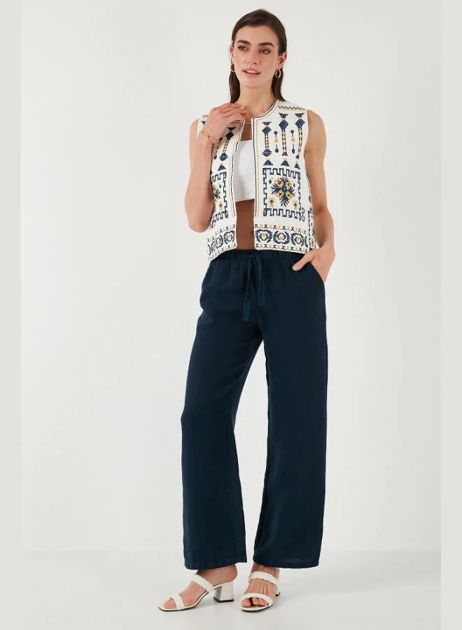 Lela Lela Cotton Regular Fit Floral Embroidered Vest Women's VEST 676293