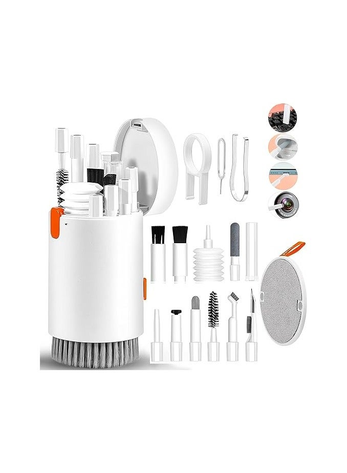 giftology 20 in 1 Electronics Cleaner Kit for Laptop Keyboard iPhone Airpods Portable Multi Tool with Retractable Big Brush & Blower & Cleaning Pen Brush for Phones Tablet Computer Camera Lens (White)  - Image 1