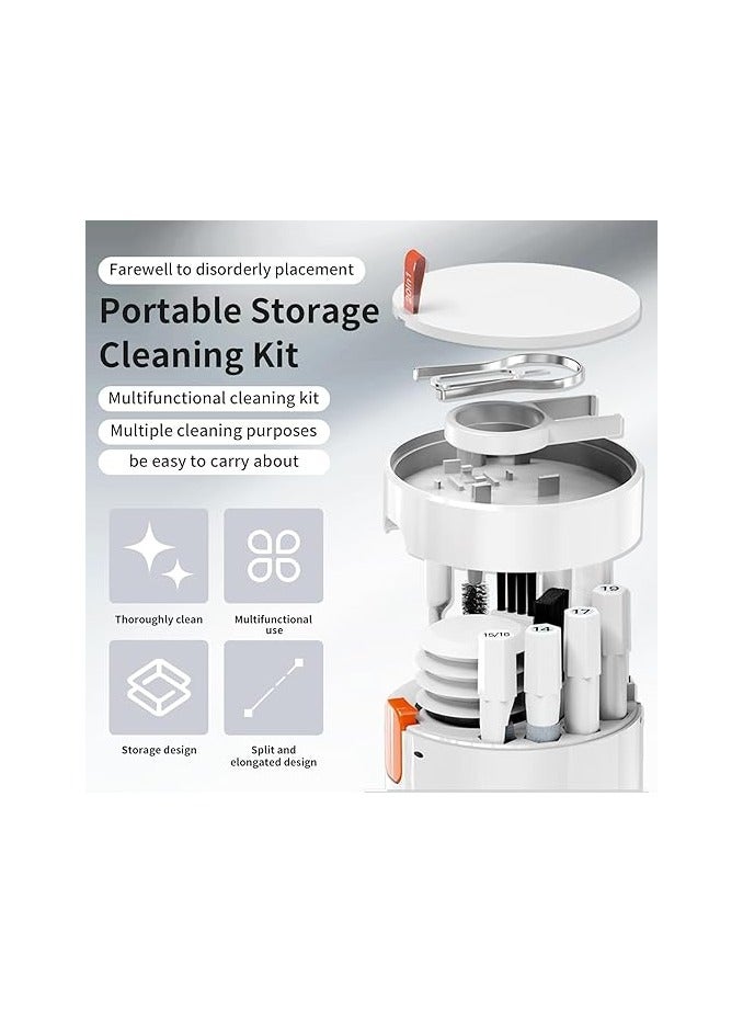 giftology 20 in 1 Electronics Cleaner Kit for Laptop Keyboard iPhone Airpods Portable Multi Tool with Retractable Big Brush & Blower & Cleaning Pen Brush for Phones Tablet Computer Camera Lens (White)  - Image 3