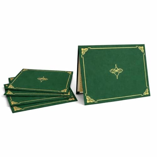 Geographics Hunter Green Certificate Cover, Gold Foil, Linen Texture, 8.75" x 11.25", 5/Pack - Image 1