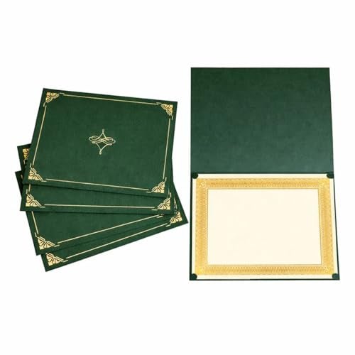 Geographics Hunter Green Certificate Cover, Gold Foil, Linen Texture, 8.75" x 11.25", 5/Pack - Image 2