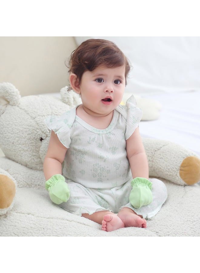 Ruliby Baby Bodysuit and Pant Set Summer Ribbed Mix Match Infant Boy Girl Clothes Outfits, Green Floral Ribbed 10 Pieces, 0-3 Months - Image 3