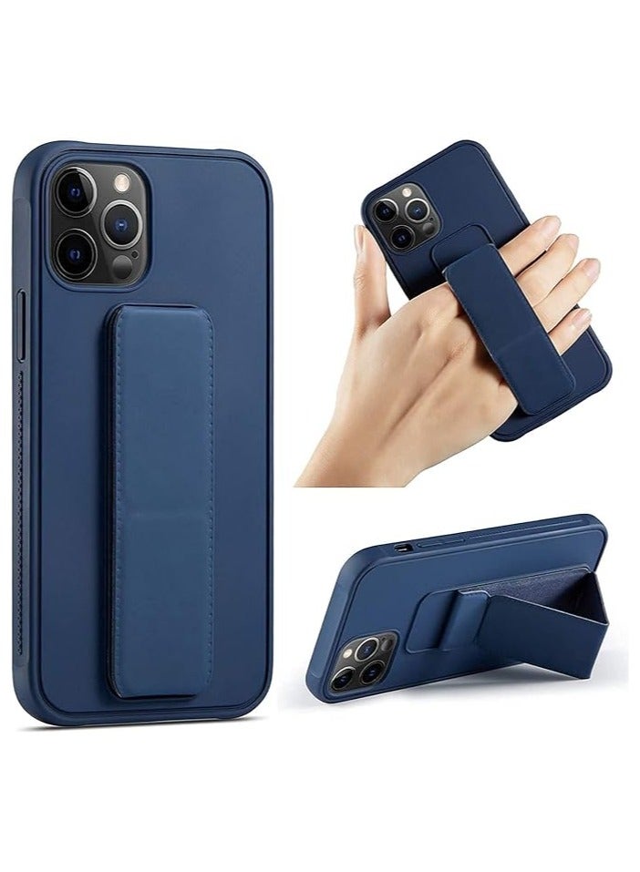 MYK Case for iPhone 14 Pro Cover Blue Magnetic Car Mount Kickstand & Holder, Premium Silicone Vertical & Horizontal Hand Strap and Grip with Multi Stand Blue - Image 1