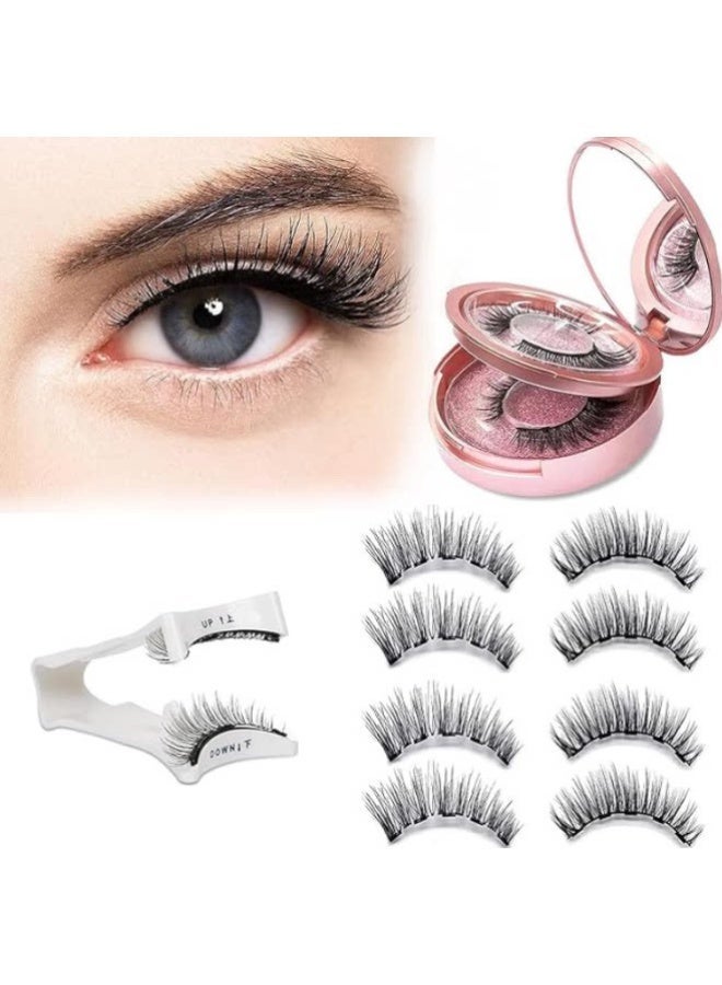 MJZ 4 Pairs Magnetic Eyelashes without Eyeliner - Reusable Dual Magnetic lashes Natural Look No Glue 3D False Eyelashes Kit with Applicator, False Eyelashes, Easy to Wear(Black) - Image 2