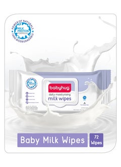 babyhug Babyhug Daily Moisturising Milk Wipes, 100% Biodegradable, Free From Parabens, Alcohol, 0 Months - 72 Pieces 
