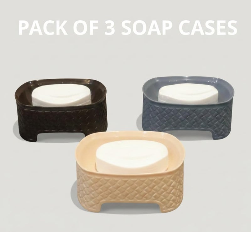 c s m Soap Case(BRZSOAPC-3) Stand Self Draining Soap Dish Holder Soap Box for Shower for Bathroom, Kitchen, Bathtub, Wash basins (Multicolor, Plastic) - Set of 3 Soapcases - Image 5