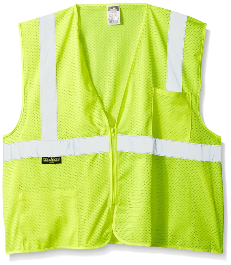 Radians SV2ZGM3X Polyester Mesh Economy Class 2 High Visibility Vest with Zipper Closure, 3X-Large, Green - Image 1