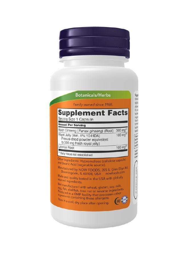 Now Foods Ginseng and Royal Jelly - 90 vcaps - Image 2