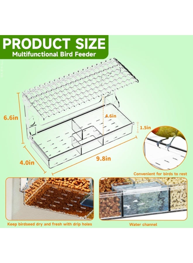 مايل ميلو مغذيات طيور بنافذة مع اكواب شفط قوية للقطط والاطفال، بيت طيور اكريليك ومجموعة مياه، مغذيات طيور شفافة لرؤية النافذة بالداخل، هدايا مغذية الطيور البرية لمحبي الطيور - Image 2