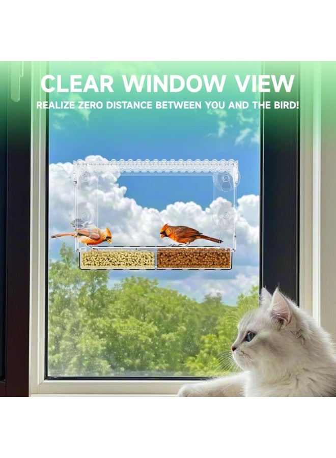 مايل ميلو مغذيات طيور بنافذة مع اكواب شفط قوية للقطط والاطفال، بيت طيور اكريليك ومجموعة مياه، مغذيات طيور شفافة لرؤية النافذة بالداخل، هدايا مغذية الطيور البرية لمحبي الطيور - Image 3