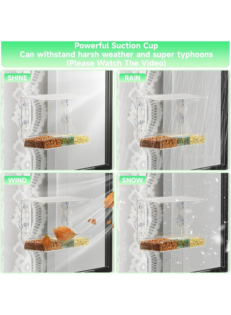 مايل ميلو مغذيات طيور بنافذة مع اكواب شفط قوية للقطط والاطفال، بيت طيور اكريليك ومجموعة مياه، مغذيات طيور شفافة لرؤية النافذة بالداخل، هدايا مغذية الطيور البرية لمحبي الطيور - Image 5