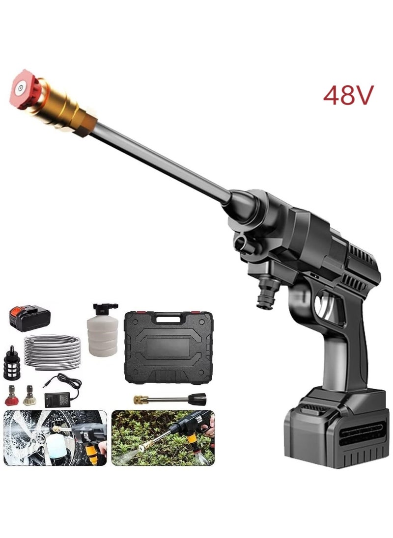 Generic - 48V Cordless Portable Washer Electric High Pressure Cleaner Machine 200W 30Bar Lithium Handheld Car Cleaning Device With Foam Generator Nozzle Water Pump (Black - Case Pack) - Image 1