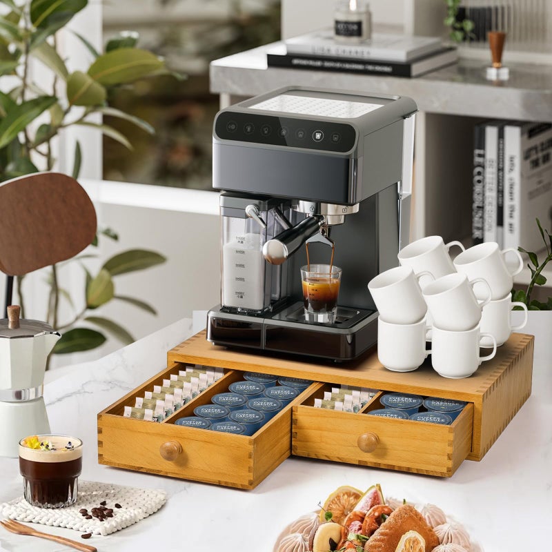 NANXITU K Cup Storage Organizer,Wood Coffee Pod and Tea Bag Holder,Kcup Drawer Coffee Maker Stand,Home Kitchen Counter Holds Up to 30 Pods Capacity - Image 2