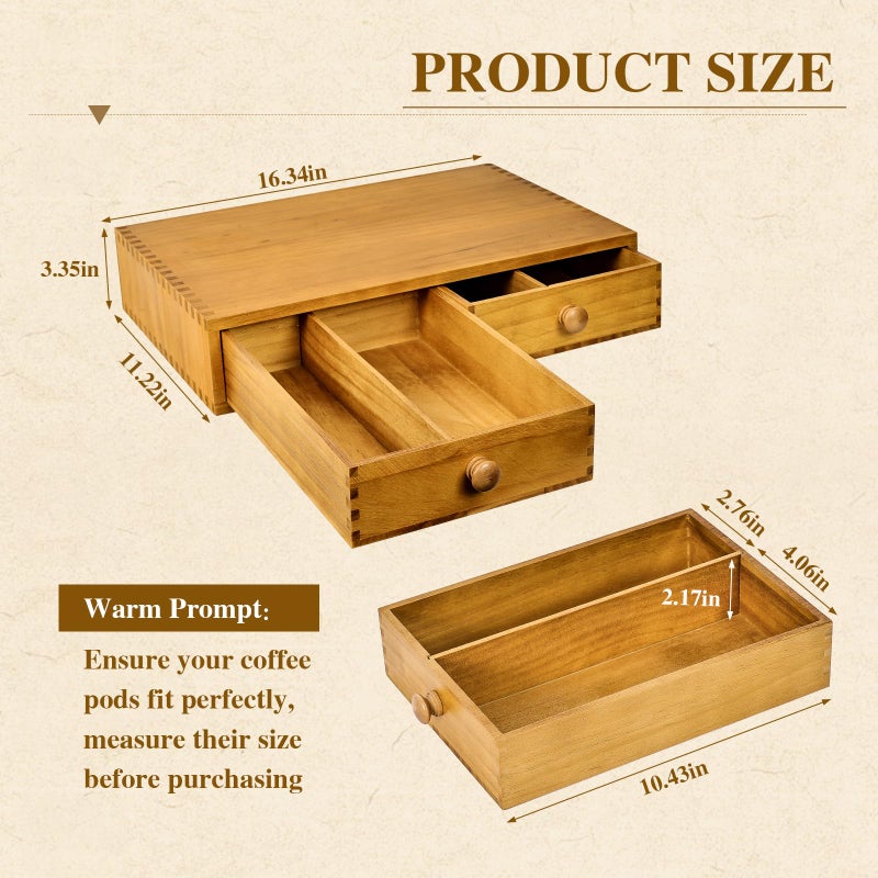 NANXITU K Cup Storage Organizer,Wood Coffee Pod and Tea Bag Holder,Kcup Drawer Coffee Maker Stand,Home Kitchen Counter Holds Up to 30 Pods Capacity - Image 3