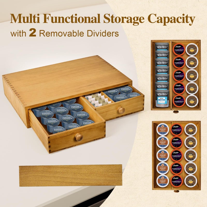 NANXITU K Cup Storage Organizer,Wood Coffee Pod and Tea Bag Holder,Kcup Drawer Coffee Maker Stand,Home Kitchen Counter Holds Up to 30 Pods Capacity - Image 5