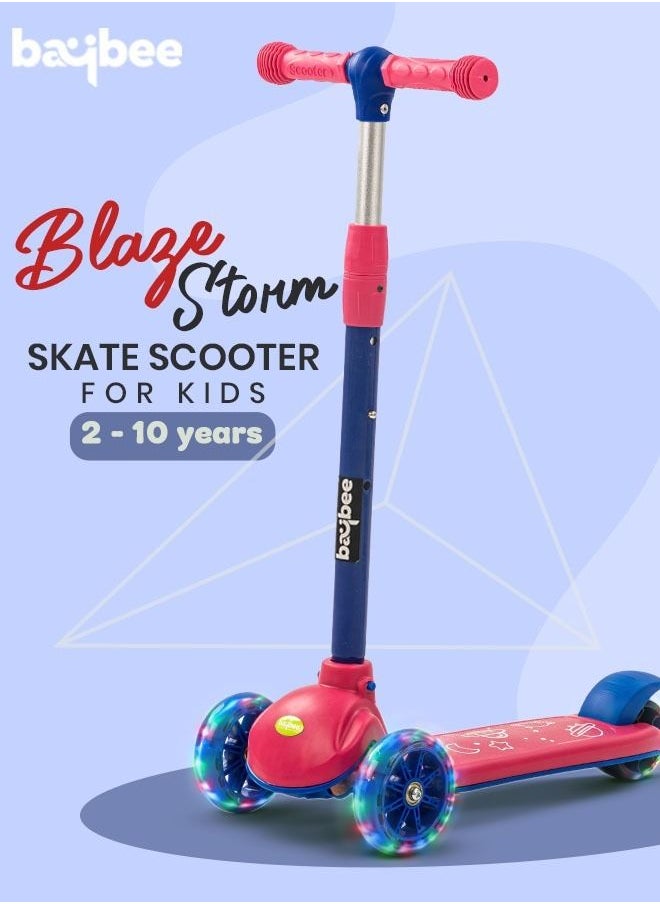 BAYBEE - 3 Wheel Kids Scooter With 4 Height Adjustable Handle Baby Scooter With Led Pu Wheels - Image 1