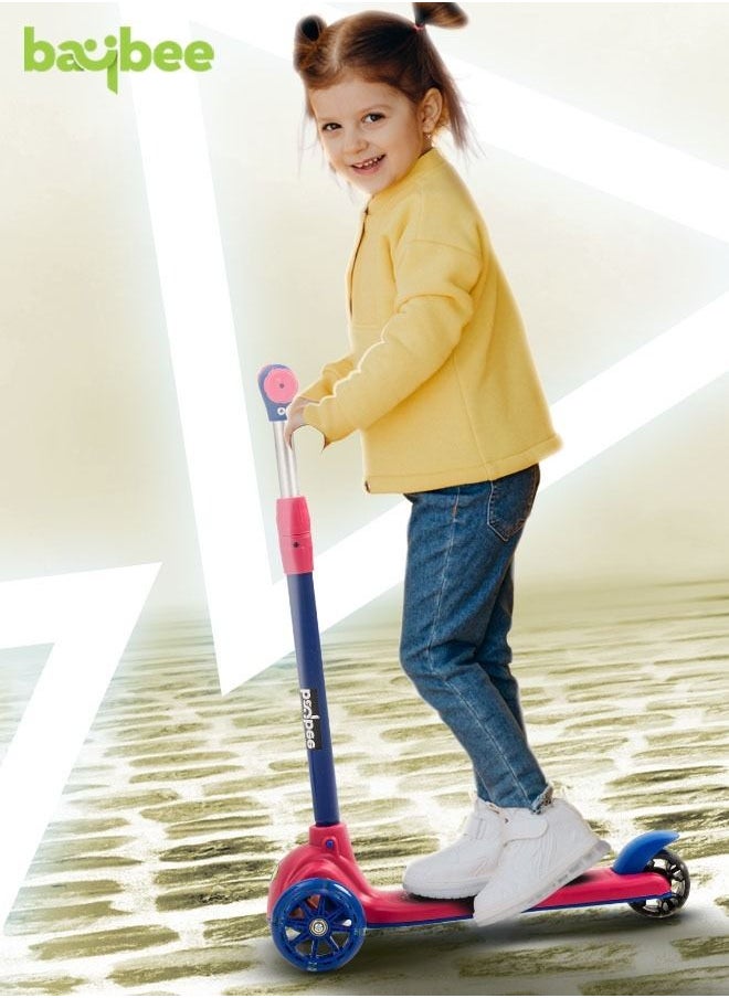BAYBEE - 3 Wheel Kids Scooter With 4 Height Adjustable Handle Baby Scooter With Led Pu Wheels - Image 1