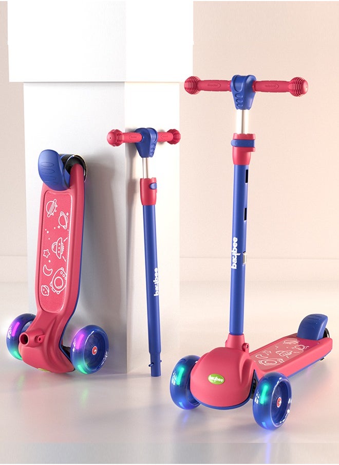 BAYBEE - 3 Wheel Kids Scooter With 4 Height Adjustable Handle Baby Scooter With Led Pu Wheels - Image 1