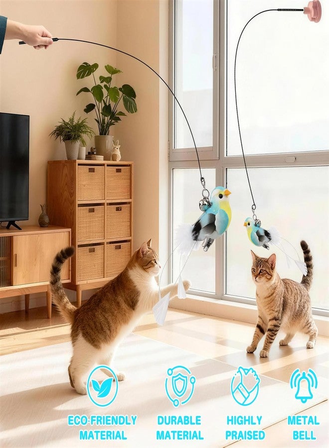 Walfront Interactive Cat Toys - Hands-Free Cat Wand with Suction Cup, Blue Bird Feather Teaser for Indoor Chase Play, Energy Release & Boredom Relief for Indoor Cats - Image 2