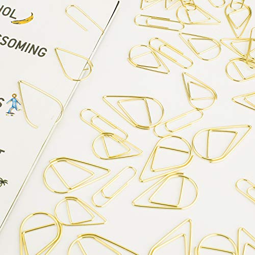 VENCINK 300 Pcs Cute Gold Paper Clips Assorted Sizes, Smooth Steel Wire Drop-Shaped Paperclips Large Medium and Small for Office Supplies School Student Girls Kids Women Wedding Decorative by VENCINK - Image 3
