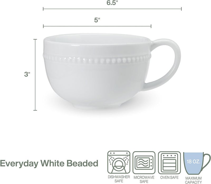 Everyday White by Fitz and Floyd Beaded Set of 2 Soup Mug 5 inch 18 ounces - Image 2