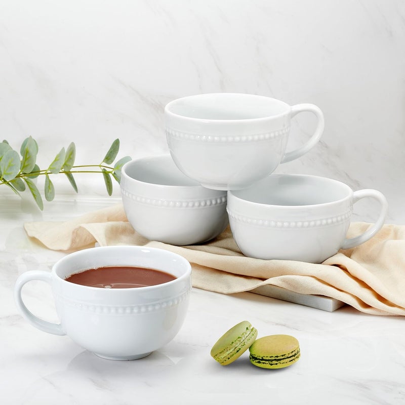 Everyday White by Fitz and Floyd Beaded Set of 2 Soup Mug 5 inch 18 ounces - Image 3