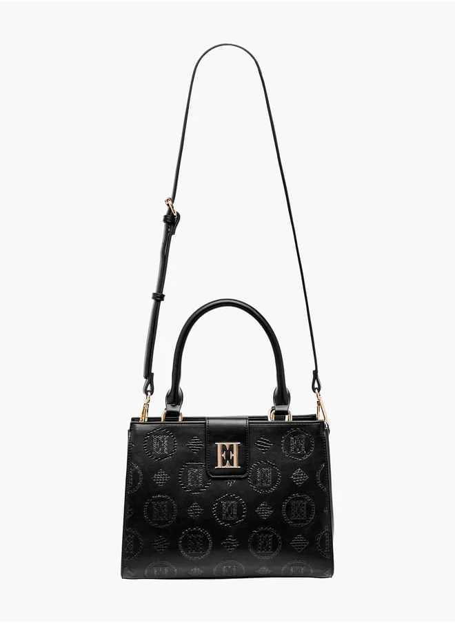 ايل Women Textured Tote Bag with Double Handle and Zip Closure