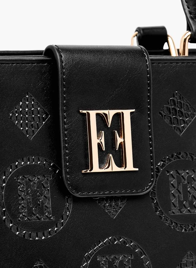 ايل Women Textured Tote Bag with Double Handle and Zip Closure