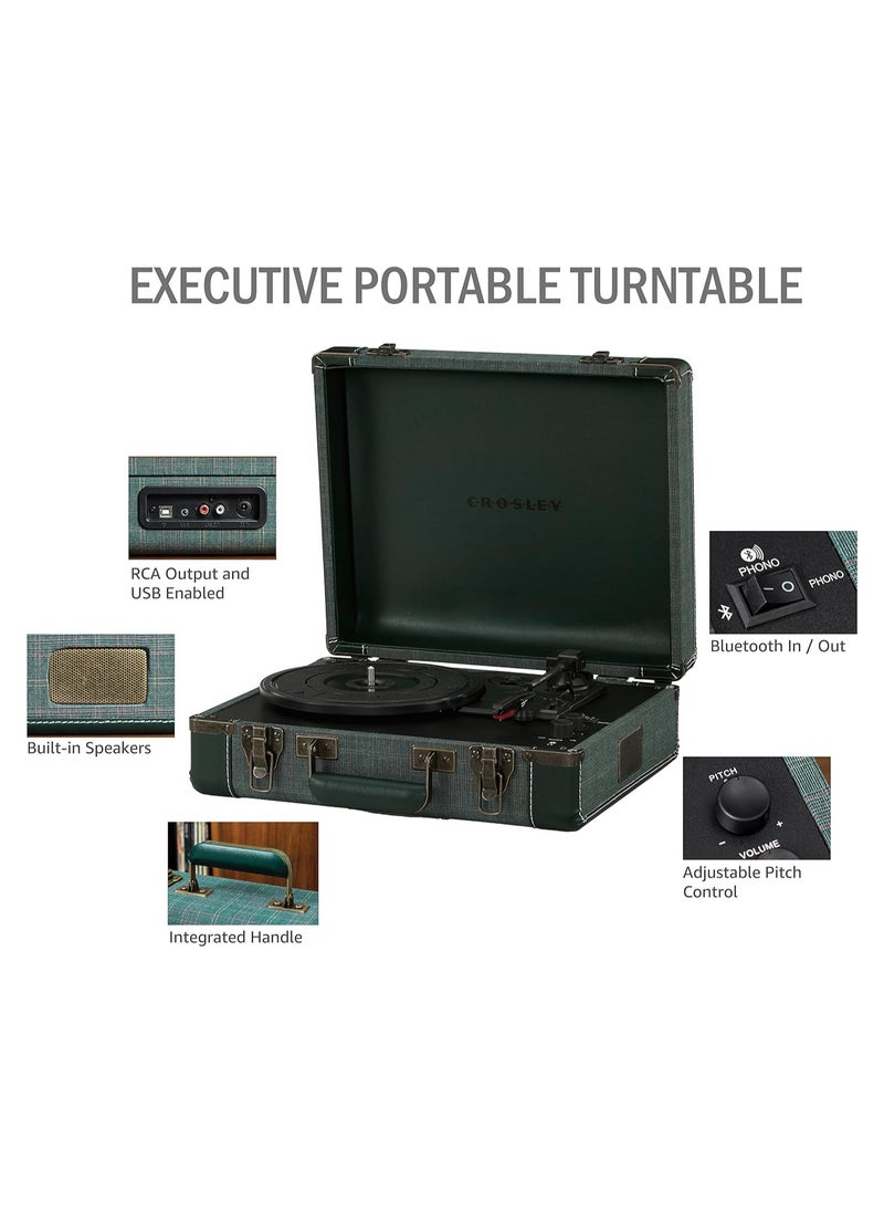 Crosley Crosley CR6019E-PNE4 Executive Vintage Bluetooth in/Out 3-Speed Portable USB Turntable, Pine  - Image 3