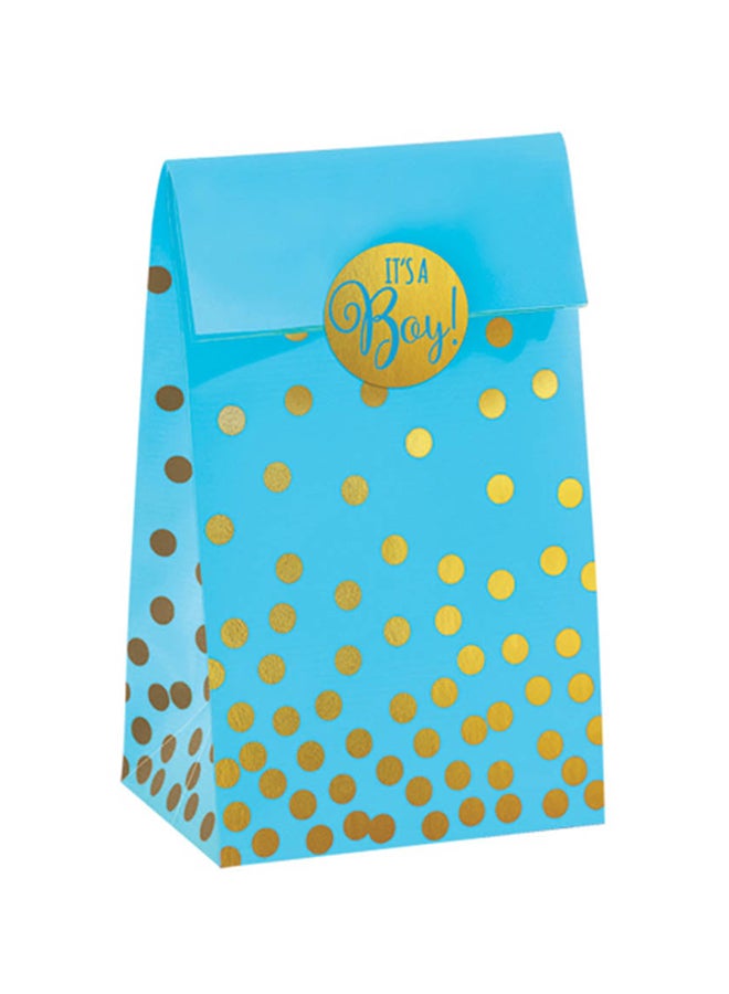Amscan It's A Boy Blue Foil Stamped Paper Bags With Stickers 20pcs, Baby Shower Party Supplies
