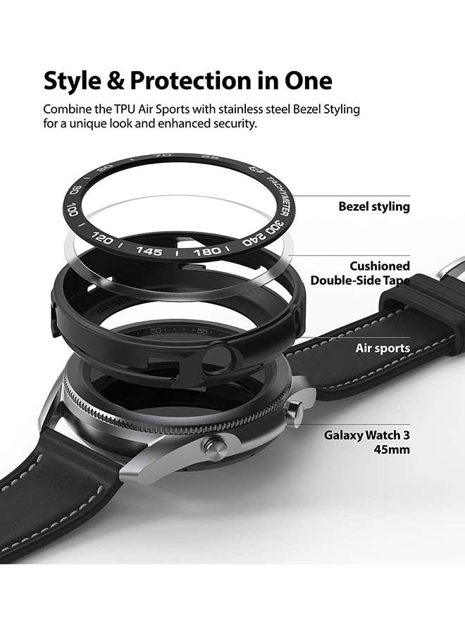 Loquat Flexible Soft TPU Case With Bezel Ring Adhesive Slim Cover For Galaxy Watch 3 Black - Image 4