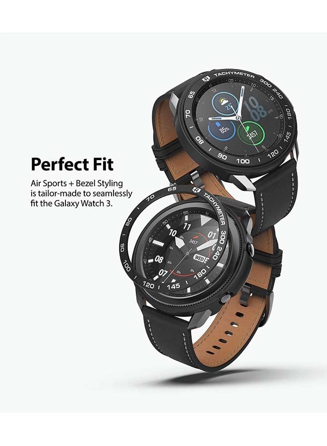 Loquat Flexible Soft TPU Case With Bezel Ring Adhesive Slim Cover For Galaxy Watch 3 Black - Image 5