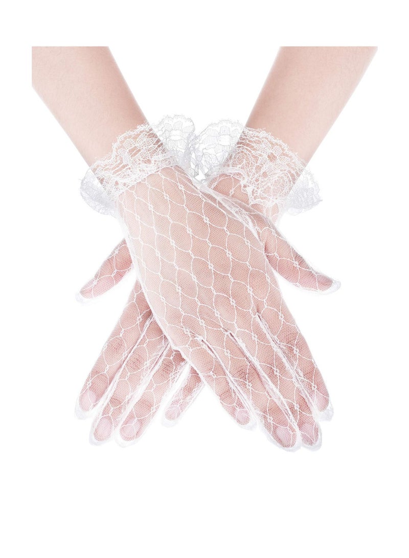 SYOSI Lace Gloves for Women Bridal Floral Mesh Gloves Elegant Summer Courtesy Gloves for Wedding Tea Party Opera (one pair) - Image 1
