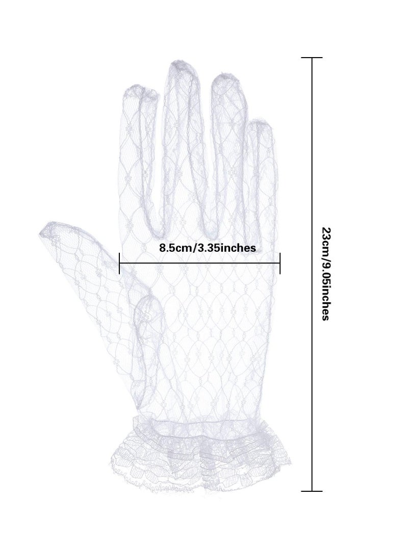 SYOSI Lace Gloves for Women Bridal Floral Mesh Gloves Elegant Summer Courtesy Gloves for Wedding Tea Party Opera (one pair) - Image 3