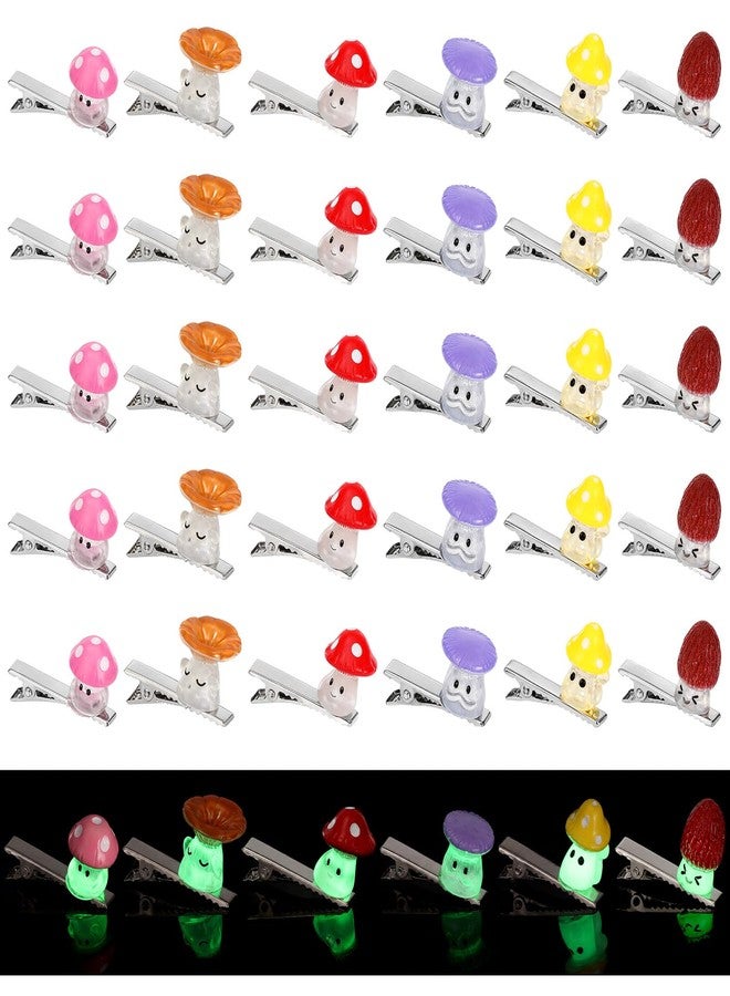 Norme 30 Pcs Rave Trinket Mini Mushroom Glow Hair Clips for Christmas Party Favors EDM Music Rave Festival Decoration Holiday Party Supplies - Image 1