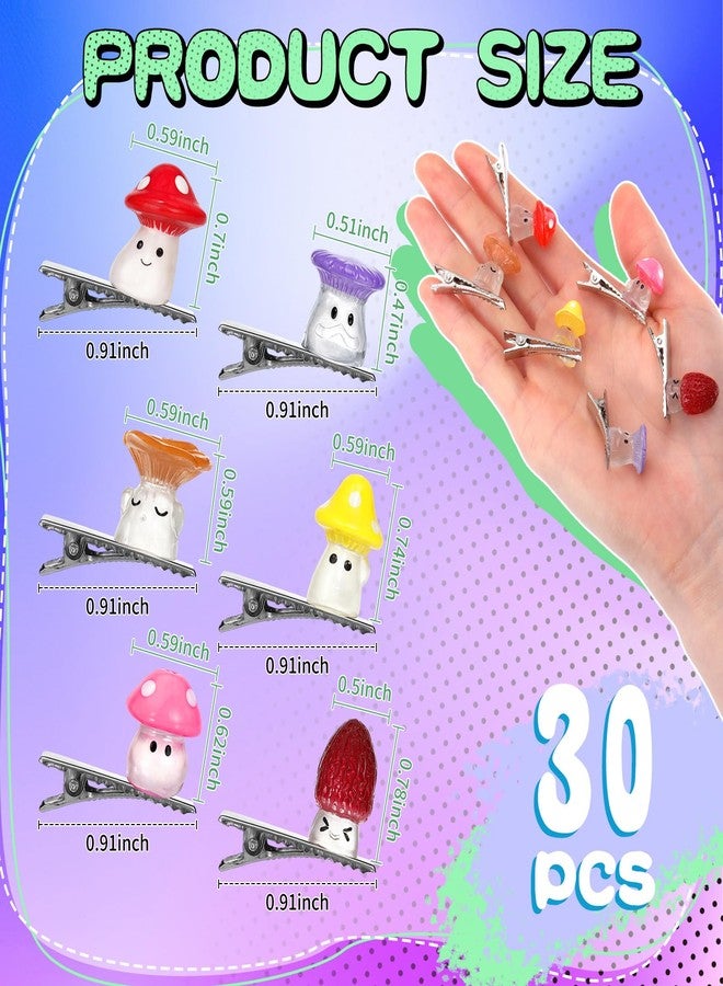 Norme 30 Pcs Rave Trinket Mini Mushroom Glow Hair Clips for Christmas Party Favors EDM Music Rave Festival Decoration Holiday Party Supplies - Image 2