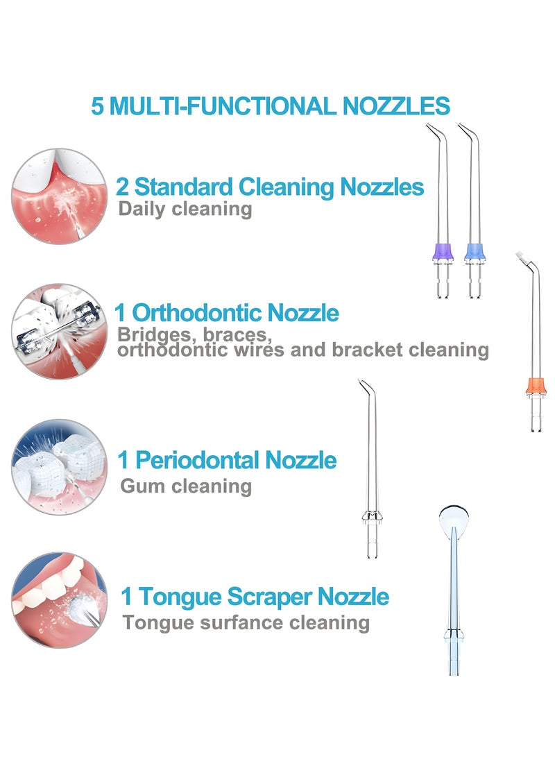 H2O Water Flosser, Latest Version for Dental Floss, Stone Remover Water Flosser, Waterproof Flosser for Dental & Oral Care, Rechargeable Dental Water Flosser with 5 Multi-Functional Nozzles - Image 5