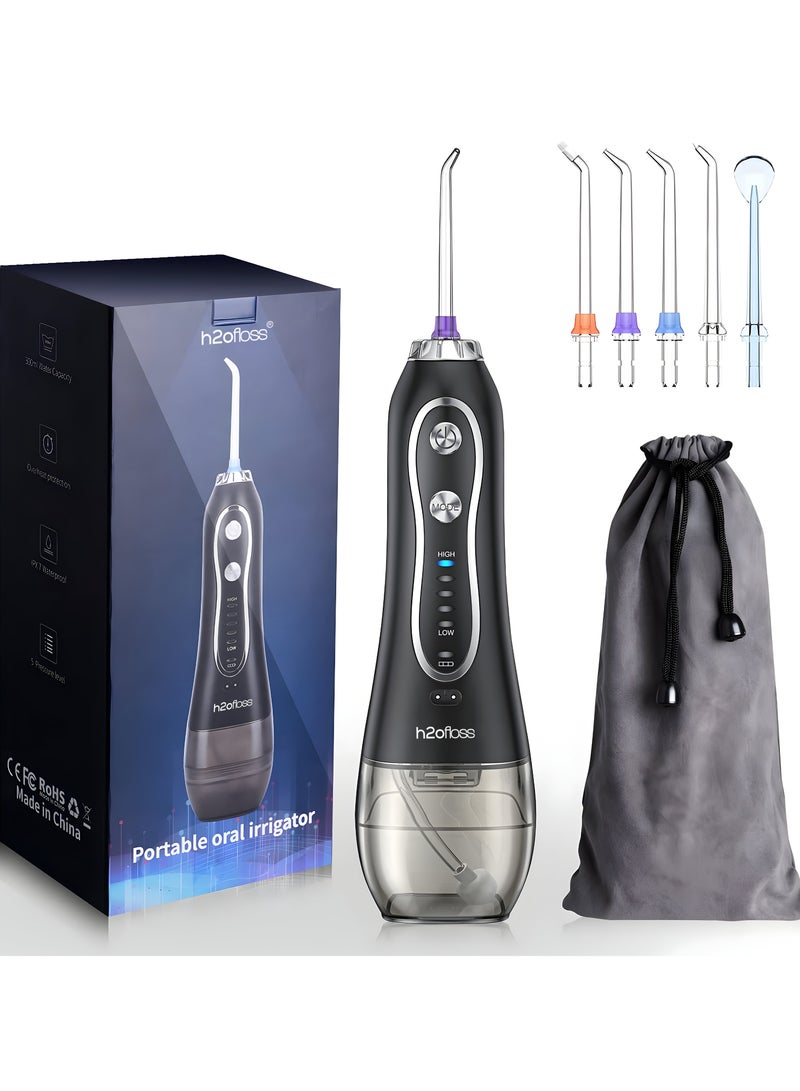 H2O Water Flosser, Latest Version for Dental Floss, Stone Remover Water Flosser, Waterproof Flosser for Dental & Oral Care, Rechargeable Dental Water Flosser with 5 Multi-Functional Nozzles - Image 1