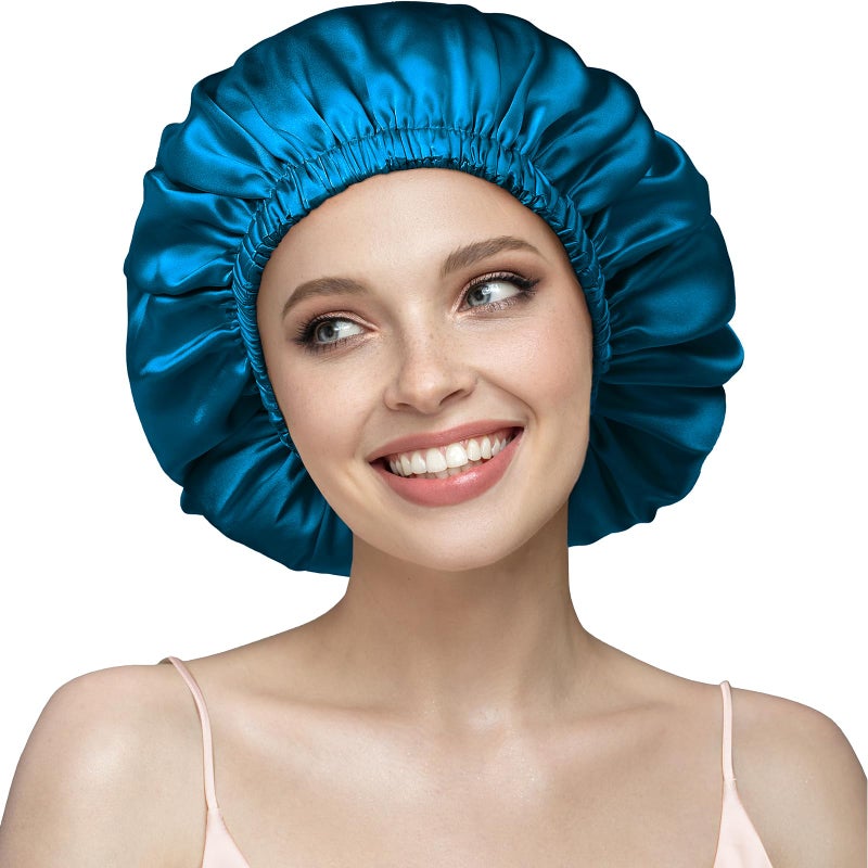 YFONG Double Layered 100 Silk Bonnet for Sleeping Women 22 Momme Pure Mulberry Silk Sleep Cap with Adjustable Elastic Band Stay On HeadReduce Frizz Keep Hairstyle Soft  Breathable Pink M