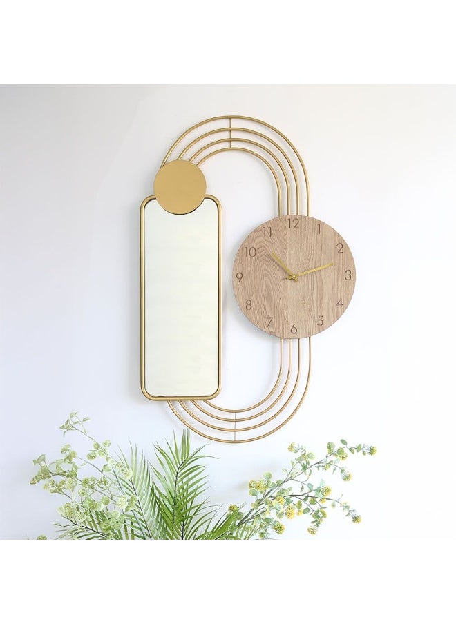 DANUBE HOME Cambridge Modern Wall Clock With Mirror Stylish And Elegant Timepiece With Reflective Mirror Surface For Home Office Living Room And Bedroom DÃ©cor 79.5X52.5X4.5Cm Gold  - Image 1