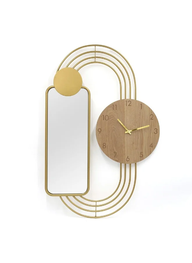 دانوب هوم Cambridge Modern Wall Clock With Mirror Stylish And Elegant Timepiece With Reflective Mirror Surface For Home Office Living Room And Bedroom Décor 79.5X52.5X4.5Cm Gold