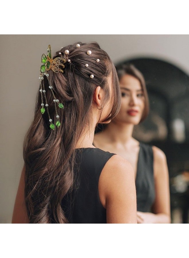 Plenteous 3D Glass Butterfly Claw with Tassel Hair Clip for Women Fancy Hair Accessories For Women Wedding Prom Stone Claw Clip Butterfly Hair Clip Accessories For Girls (Pack of 1) - Image 2