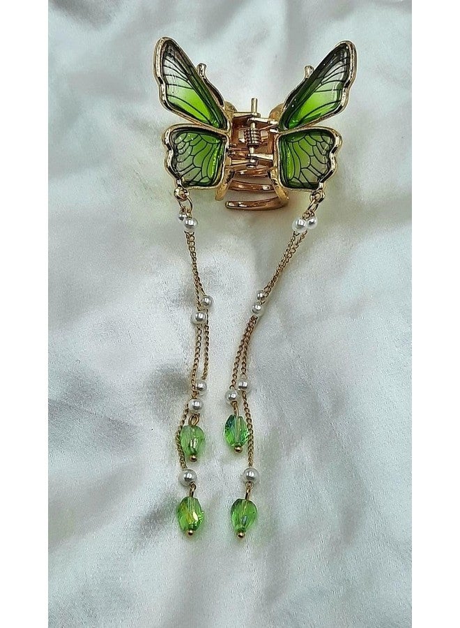 Plenteous 3D Glass Butterfly Claw with Tassel Hair Clip for Women Fancy Hair Accessories For Women Wedding Prom Stone Claw Clip Butterfly Hair Clip Accessories For Girls (Pack of 1) - Image 5
